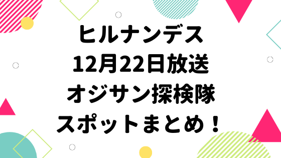 ヒルナンデス12月22日放送オジサン探検隊で紹介されたスポットまとめ みやざきけん